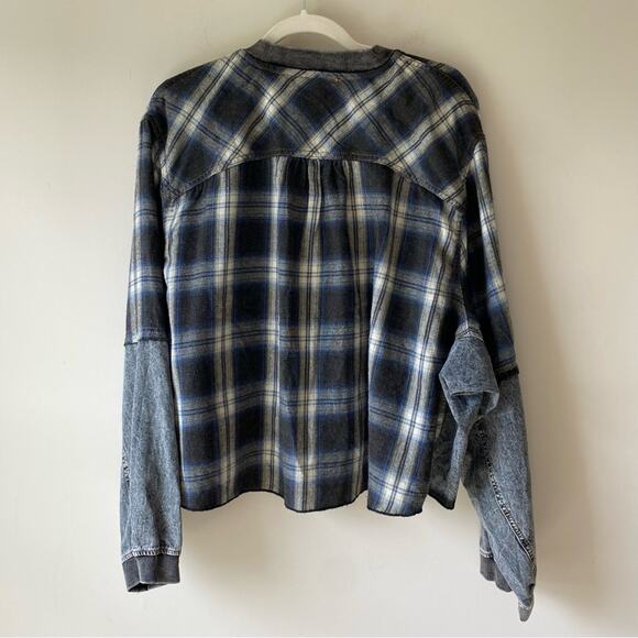 NWT Promesa Rustic Soul Denim and Plaid Half-Zip Top Black Sz XL Boho Western - Picture 11 of 14